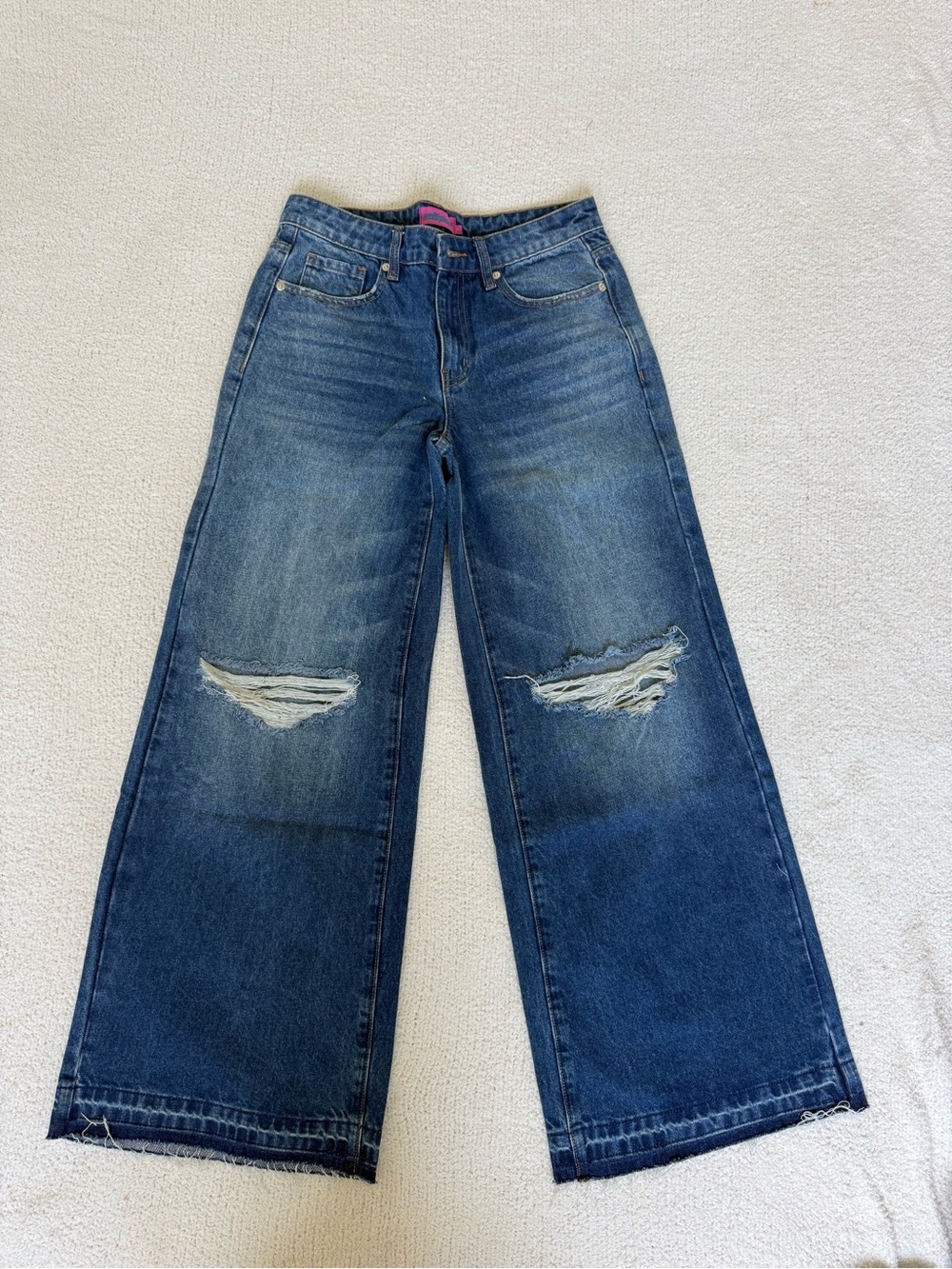 Edikted Wide Leg Distressed Women’s Jeans - Blue